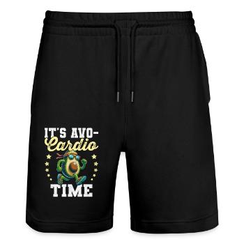 It's Avo-Cardio Time Gym Vegan Avocardio Avocado - Stanley/Stella Trainer Unisex Organic Jogging Shorts - black - Front - Nik (191cm) & Marisol (170cm)