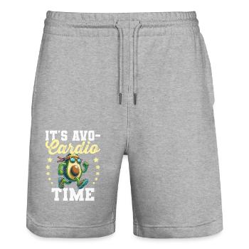 It's Avo-Cardio Time Gym Vegan Avocardio Avocado - Stanley/Stella Trainer Unisex Organic Jogging Shorts - heather grey - Front - Nik (191cm) & Marisol (170cm)