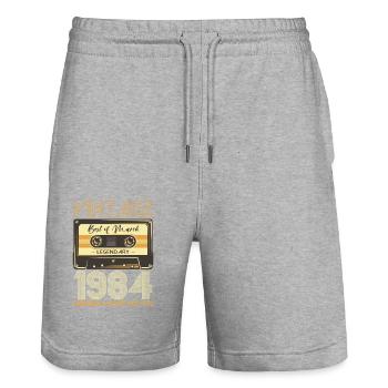 40e anniversaire mari mars 1984 Mixtape Cassette - Short de jogging bio TRAINER Stanley/Stella unisexe - gris chiné - Devant - Nik (191cm) & Marisol (170cm)