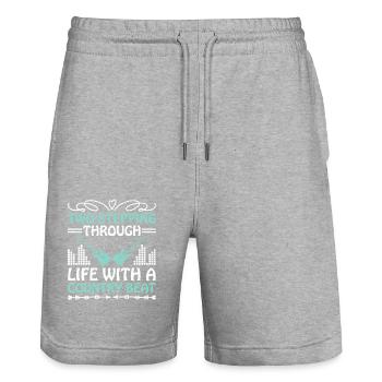 County Music Vintage Music Lover Western Country C - Stanley/Stella Trainer Unisex Organic Jogging Shorts - heather grey - Front - Nik (191cm) & Marisol (170cm)