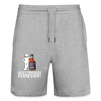 Beste Freunde für immer Whiskey Mann Lustige BFF Scotch - Stanley/Stella Unisex Bio Joggingshorts Trainer  - Grau meliert - Vorne - Nik (191cm) & Marisol (170cm)