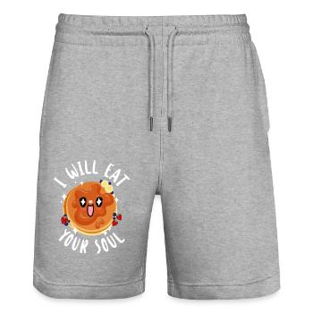 Pancake Lover Kids I Will Eat Your - Stanley/Stella Trainer Unisex Organic Jogging Shorts - heather grey - Front - Nik (191cm) & Marisol (170cm)