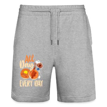 Pancake Lover Kids All Day Every - Stanley/Stella Unisex Bio Joggingshorts Trainer  - Grau meliert - Vorne - Nik (191cm) & Marisol (170cm)