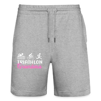 Triathlon grand-mère triathlète triathlète cadeau - Short de jogging bio TRAINER Stanley/Stella unisexe - gris chiné - Devant - Nik (191cm) & Marisol (170cm)
