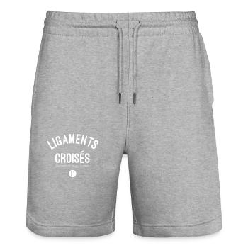 Ligaments croisés - Pour les blessés du genou - Short de jogging bio TRAINER Stanley/Stella unisexe - gris chiné - Devant - Nik (191cm) & Marisol (170cm)