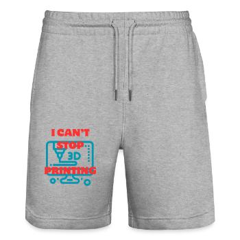 I can t stop 3d printing - Stanley/Stella Unisex Bio Joggingshorts Trainer  - Grau meliert - Vorne - Nik (191cm) & Marisol (170cm)