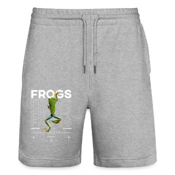 Rotäugiger Laubfrosch Streetwear Froschhüter - Stanley/Stella Unisex Bio Joggingshorts Trainer  - Grau meliert - Vorne - Nik (191cm) & Marisol (170cm)