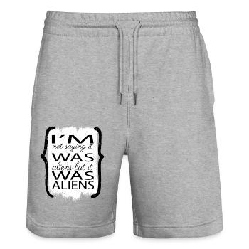 alien conspiracy birthday present gift idea happy - Stanley/Stella Unisex Bio Joggingshorts Trainer  - Grau meliert - Vorne - Nik (191cm) & Marisol (170cm)