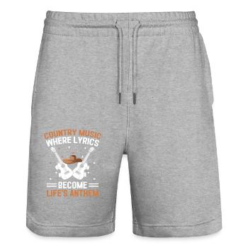 County Music Vintage Music Lover Western Country C - Stanley/Stella Trainer Unisex Organic Jogging Shorts - heather grey - Front - Nik (191cm) & Marisol (170cm)