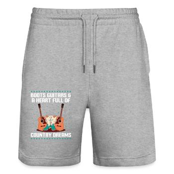 Comté Musique Vintage Amateur de musique Western Country C - Short de jogging bio TRAINER Stanley/Stella unisexe - gris chiné - Devant - Nik (191cm) & Marisol (170cm)