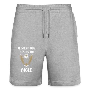 Citation humour Oiseau aigle - Short de jogging bio TRAINER Stanley/Stella unisexe - gris chiné - Devant - Nik (191cm) & Marisol (170cm)