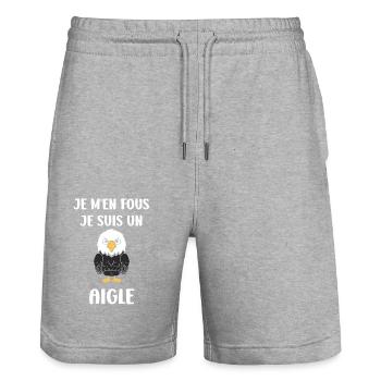 Citation humour Oiseau aigle - Short de jogging bio TRAINER Stanley/Stella unisexe - gris chiné - Devant - Nik (191cm) & Marisol (170cm)