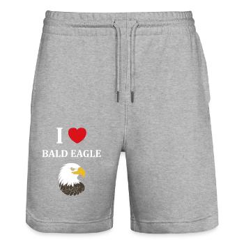 Citation humour Oiseau aigle - Short de jogging bio TRAINER Stanley/Stella unisexe - gris chiné - Devant - Nik (191cm) & Marisol (170cm)
