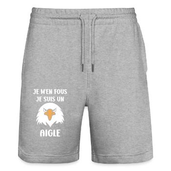 Citation humour Oiseau aigle - Short de jogging bio TRAINER Stanley/Stella unisexe - gris chiné - Devant - Nik (191cm) & Marisol (170cm)