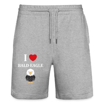 Citation humour Oiseau aigle - Short de jogging bio TRAINER Stanley/Stella unisexe - gris chiné - Devant - Nik (191cm) & Marisol (170cm)
