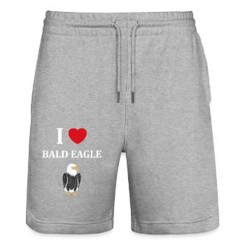 Citation humour Oiseau aigle - Short de jogging bio TRAINER Stanley/Stella unisexe - gris chiné - Devant - Nik (191cm) & Marisol (170cm)
