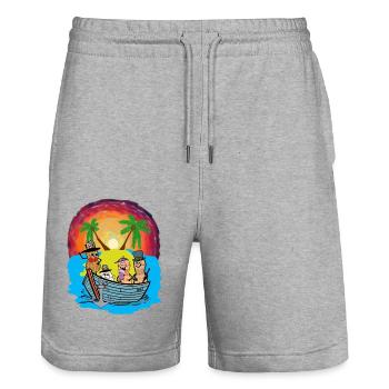 Südsee Expedition Reise Abenteuer Erdnüsse Ahoi - Stanley/Stella Unisex Bio Joggingshorts Trainer  - Grau meliert - Vorne - Nik (191cm) & Marisol (170cm)