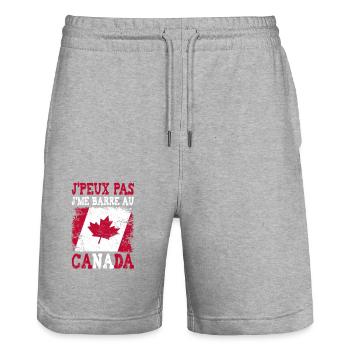 I can't get stuck in Canada - Stanley/Stella Trainer Unisex Organic Jogging Shorts - heather grey - Front - Nik (191cm) & Marisol (170cm)