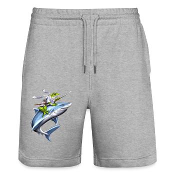 Grenouille Samouraï Ninja Équitation Requin - Short de jogging bio TRAINER Stanley/Stella unisexe - gris chiné - Devant - Nik (191cm) & Marisol (170cm)