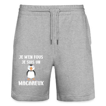 macareux - Short de jogging bio TRAINER Stanley/Stella unisexe - gris chiné - Devant - Nik (191cm) & Marisol (170cm)