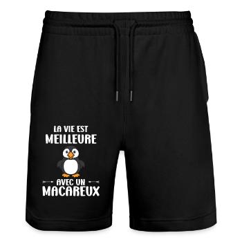 macareux - Short de jogging bio TRAINER Stanley/Stella unisexe - noir - Devant - Nik (191cm) & Marisol (170cm)