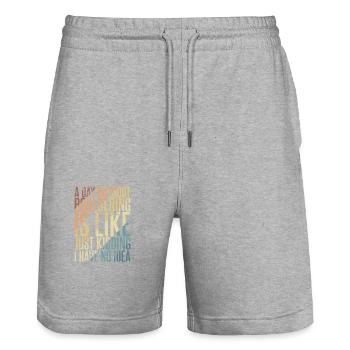 A Day without Bouldering is Like no Idea - Stanley/Stella Trainer Unisex Organic Jogging Shorts - heather grey - Front - Nik (191cm) & Marisol (170cm)