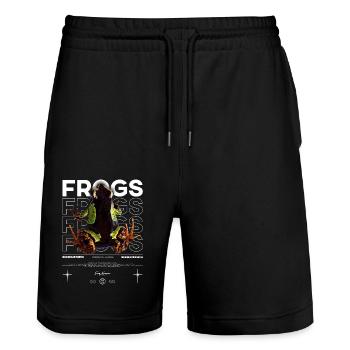 Painted Mantella Frog Streetwear Frog Keeper - Stanley/Stella Unisex Bio Joggingshorts Trainer  - Schwarz - Vorne - Nik (191cm) & Marisol (170cm)