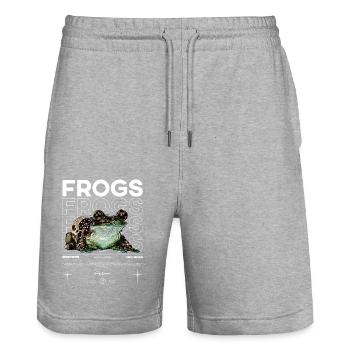 Milchfrosch Streetwear Frosch Keeper - Stanley/Stella Unisex Bio Joggingshorts Trainer  - Grau meliert - Vorne - Nik (191cm) & Marisol (170cm)