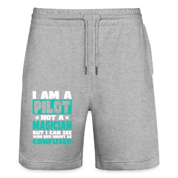 Pilot - Stanley/Stella Trainer Unisex Organic Jogging Shorts - heather grey - Front - Nik (191cm) & Marisol (170cm)