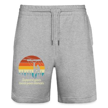 American Lineman Powerline Worker Design - Stanley/Stella Trainer Unisex Organic Jogging Shorts - heather grey - Front - Nik (191cm) & Marisol (170cm)