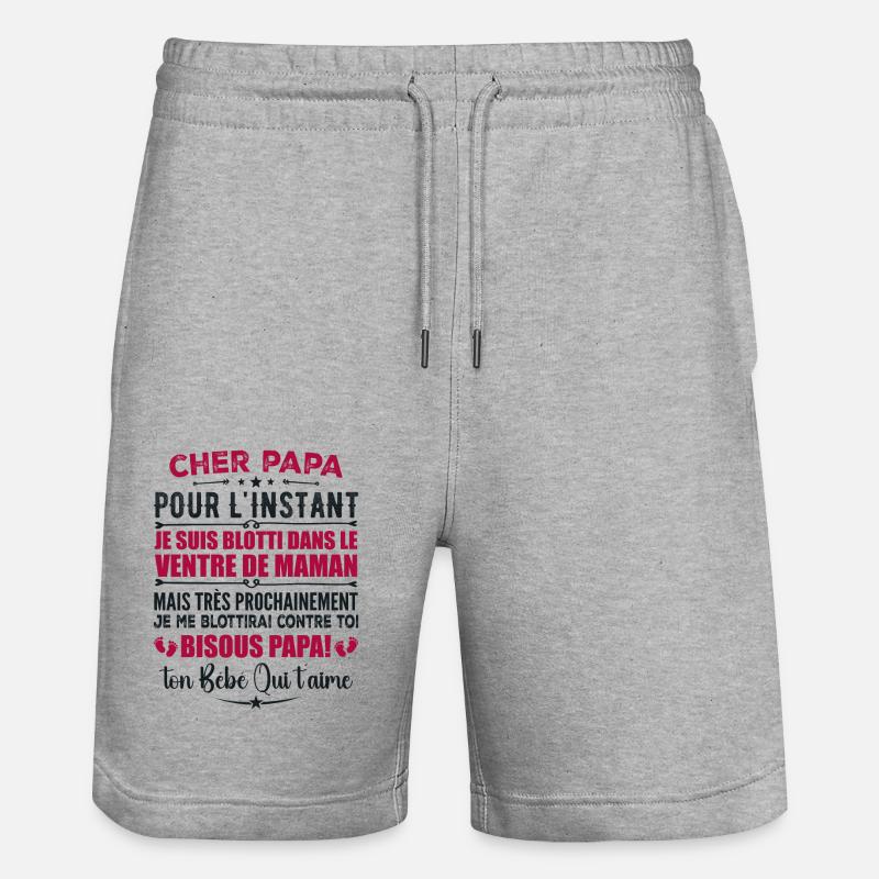 Annonce Grossesse Originale Pour Futur Papa - Short de jogging bio TRAINER Stanley/Stella unisexe - gris chiné