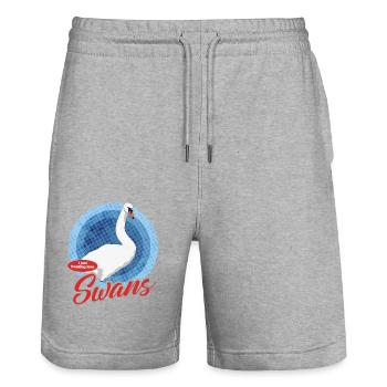 Swan Swan Lover Swans Gift - Stanley/Stella Trainer Unisex Organic Jogging Shorts - heather grey - Front - Nik (191cm) & Marisol (170cm)