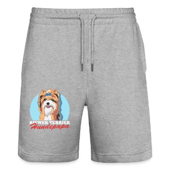 Biewer Terrier Dog Dad Dog Owner Gift - Stanley/Stella Trainer Unisex Organic Jogging Shorts - heather grey - Front - Nik (191cm) & Marisol (170cm)