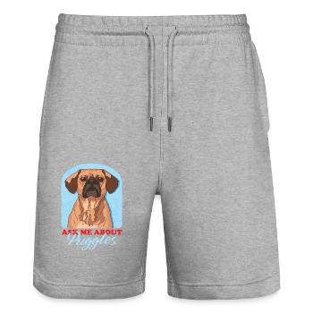 Puggle Dog Dog Owner Dog Owner Gift - Stanley/Stella Trainer Unisex Organic Jogging Shorts - heather grey - Front - Nik (191cm) & Marisol (170cm)