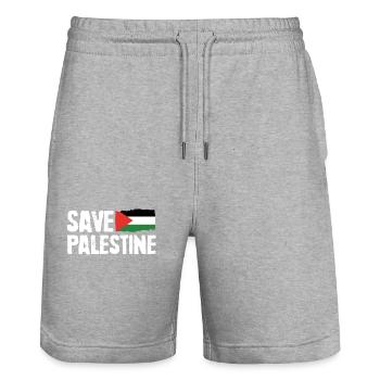 Palestine libre Gaza Drapeau arabe Liberté - Short de jogging bio TRAINER Stanley/Stella unisexe - gris chiné - Devant - Nik (191cm) & Marisol (170cm)