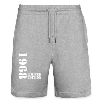 1968 Limited Edition Birthday Gift Wife Husband - Stanley/Stella Trainer Unisex Organic Jogging Shorts - heather grey - Front - Nik (191cm) & Marisol (170cm)