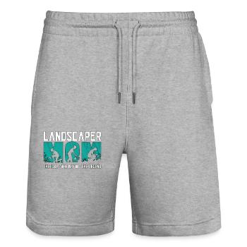 Paysagiste Maman L’idole Le mythe aime l’aménagement paysager - Short de jogging bio TRAINER Stanley/Stella unisexe - gris chiné - Devant - Nik (191cm) & Marisol (170cm)