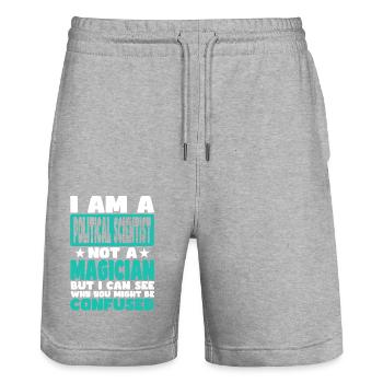 Political Scientist - Stanley/Stella Trainer Unisex Organic Jogging Shorts - heather grey - Front - Nik (191cm) & Marisol (170cm)