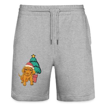 Hund Tannenbaum Weihnachten Haustiere Kinder - Stanley/Stella Unisex Bio Joggingshorts Trainer  - Grau meliert - Vorne - Nik (191cm) & Marisol (170cm)