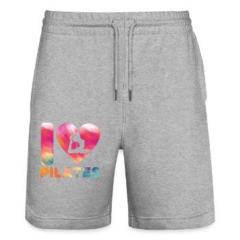 Pilates Instructor Teacher Heart - Stanley/Stella Unisex Bio Joggingshorts Trainer  - Grau meliert - Vorne - Nik (191cm) & Marisol (170cm)
