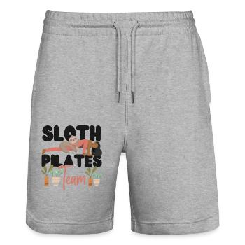Pilates Instructor Teacher Sloth - Stanley/Stella Unisex Bio Joggingshorts Trainer  - Grau meliert - Vorne - Nik (191cm) & Marisol (170cm)