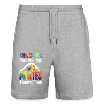 Pilates Instructor Teacher Tie Dye - Stanley/Stella Unisex Bio Joggingshorts Trainer  - Grau meliert - Vorne - Nik (191cm) & Marisol (170cm)