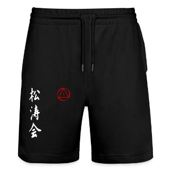 Shotokai Karate Kampfkunst Dojo Kimono Gym - Stanley/Stella Unisex Bio Joggingshorts Trainer  - Schwarz - Vorne - Nik (191cm) & Marisol (170cm)
