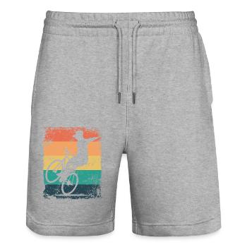 Artistic Cycling Artistic Cyclist - Stanley/Stella Trainer Unisex Organic Jogging Shorts - heather grey - Front - Nik (191cm) & Marisol (170cm)