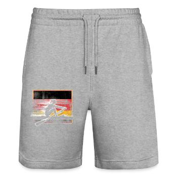 Germany Flag Rowing Female - Stanley/Stella Trainer Unisex Organic Jogging Shorts - heather grey - Front - Nik (191cm) & Marisol (170cm)