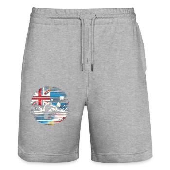 Australie Drapeau Aviron Mâle Sculling Patriot Lover - Short de jogging bio TRAINER Stanley/Stella unisexe - gris chiné - Devant - Nik (191cm) & Marisol (170cm)