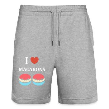 i love macarons - Short de jogging bio TRAINER Stanley/Stella unisexe - gris chiné - Devant - Nik (191cm) & Marisol (170cm)