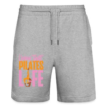 Pilates Instructor Teacher Living - Stanley/Stella Unisex Bio Joggingshorts Trainer  - Grau meliert - Vorne - Nik (191cm) & Marisol (170cm)