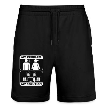 Network Engineer My Problem My Pictogram Mom Dad - Stanley/Stella Trainer Unisex Organic Jogging Shorts - black - Front - Nik (191cm) & Marisol (170cm)