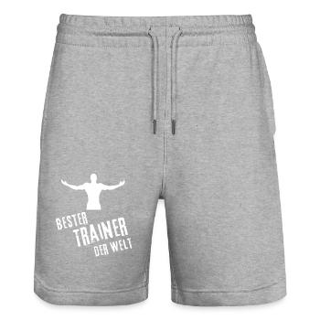 Bester Trainer Geschenk Bester Trainer der Welt - Stanley/Stella Unisex Bio Joggingshorts Trainer  - Grau meliert - Vorne - Nik (191cm) & Marisol (170cm)
